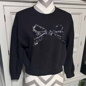 Gap Kid Girls Black Sweatshirt with Sequin Bow Size XL